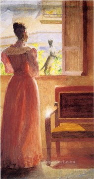 窓辺の婦人 自然主義者 トーマス・ポロック・アンシュツ Oil Paintings